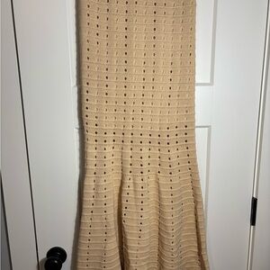 Fore‎ Knitted Beige Maxi Skirt Size Small 100% Cotton Split up the Side